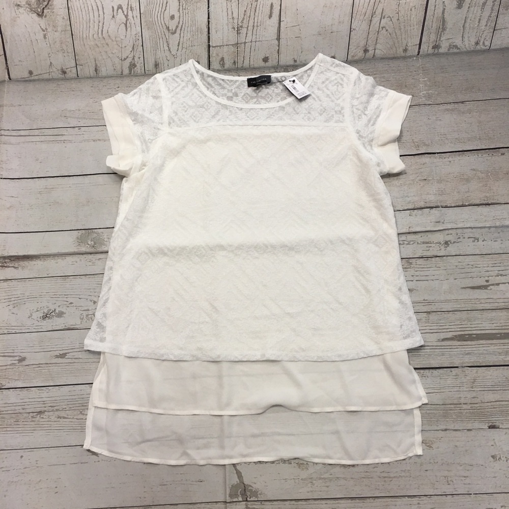 😍NWT The Limited White Sheer Short Sleeve Top with Linger Bottom size Small